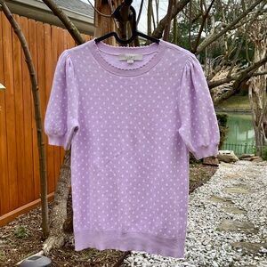 LOFT Lilac Dot Knit Top- NWOT